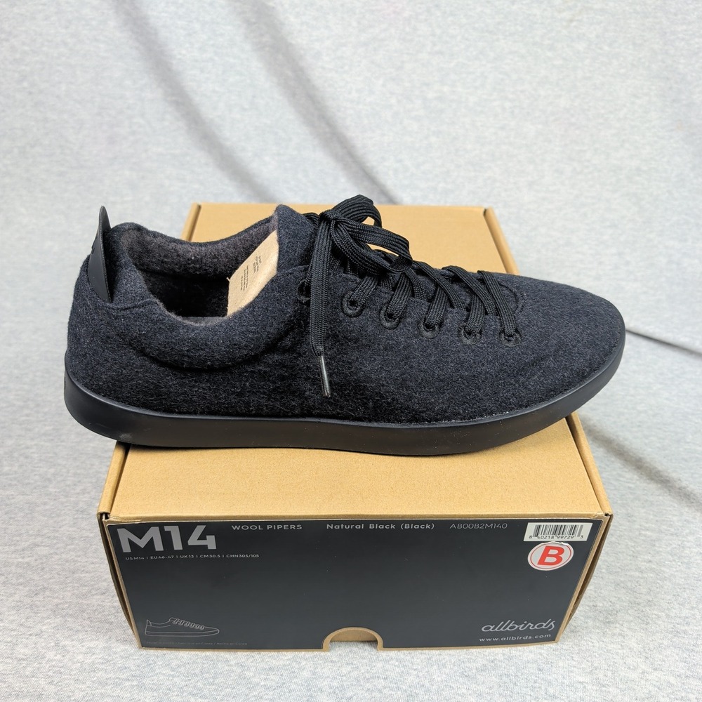 Allbirds Wool Pipers Mens 14 Natural Black Sneakers AB00B2M140
